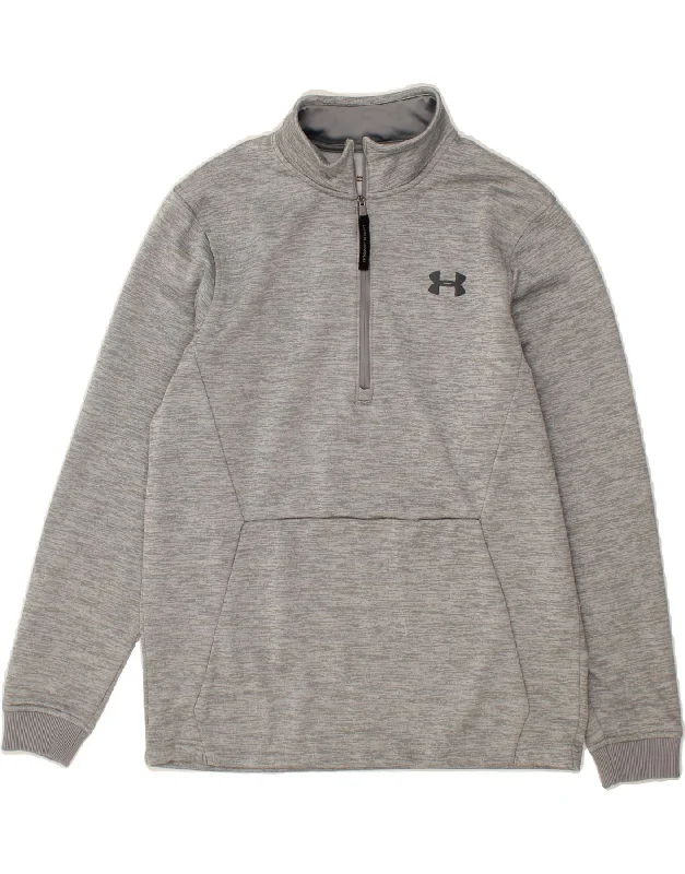 Mega Sale UNDER ARMOUR Womens Graphic Zip Neck Sweatshirt Jumper UK 10 Small Grey