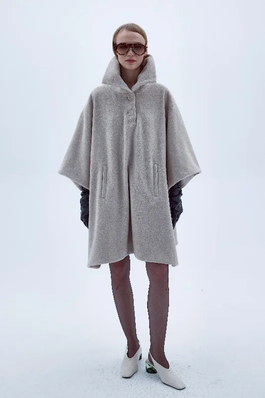 Online Only Jarine Wool Blend Poncho In Light Beige