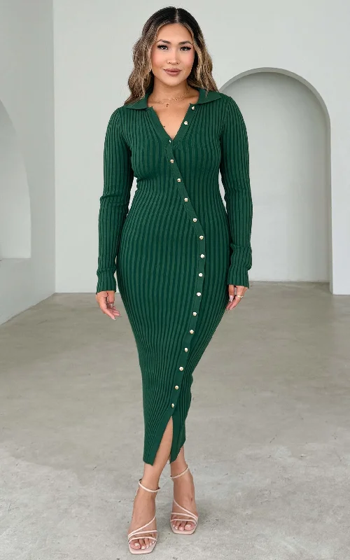 Doorbuster Deal Sidney Knit Midi Dress - Emerald