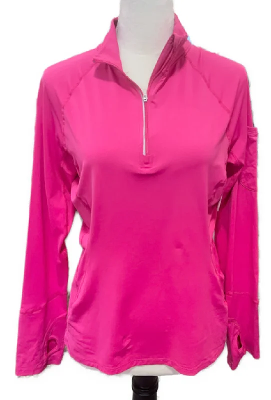 Discount Days Bloq UV Bubblegum Pink Women's Mock Zip Golf Pullover Size L MSP$88