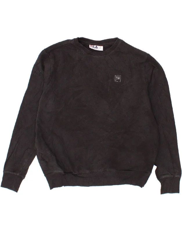 Holiday Sale FILA Womens Sweatshirt Jumper UK 14 Medium Black Cotton