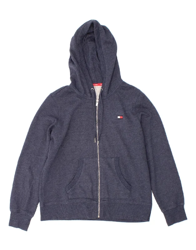 Fantastic Deals TOMMY HILFIGER Womens Graphic Zip Hoodie Sweater UK 16 Large Navy Blue