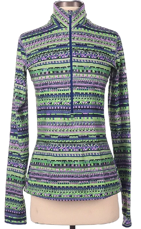 Act Fast Women's Nike Pro Lime & Purple Print Half Zip Pullover Size M. MSP$85