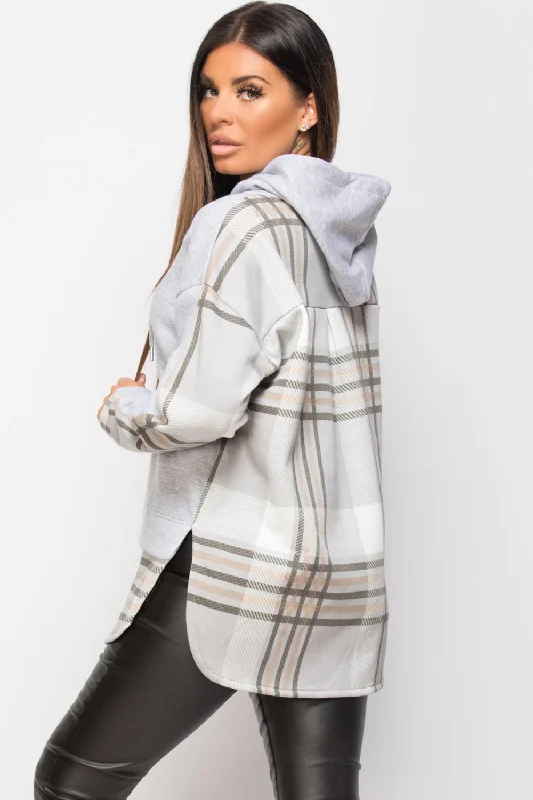 Price Drop Grey Check Hoodie 2 In 1