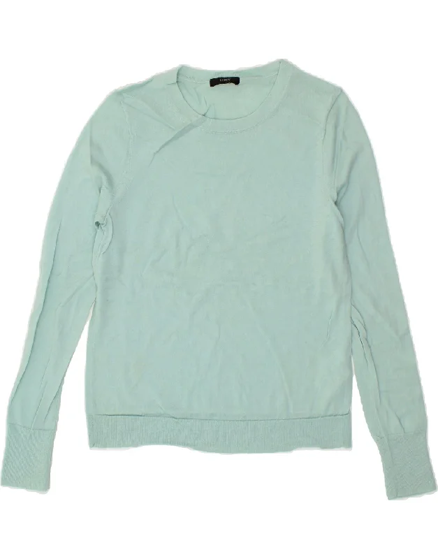 Low Prices J. CREW Womens Crew Neck Jumper Sweater UK 10 Small Turquoise Merino Wool