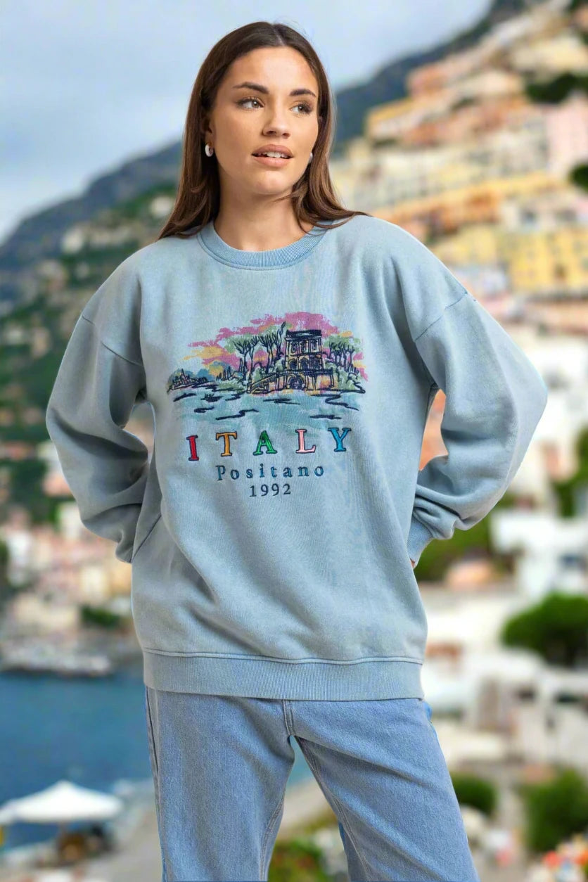 Stock Clearance Daisy Street Positano Italy Embroidered Sweater