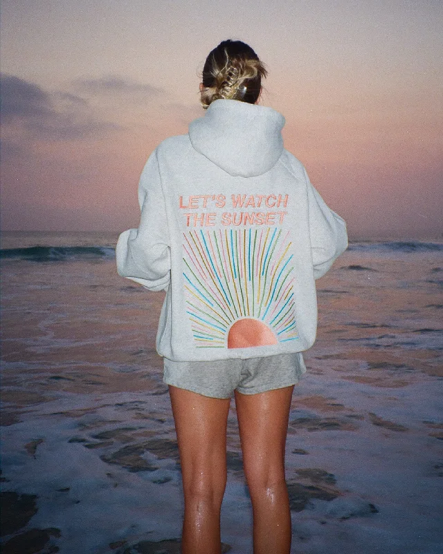 Hurry In "Let's Watch the Sunset" Oversized Lux Hoodie in Heather Gray