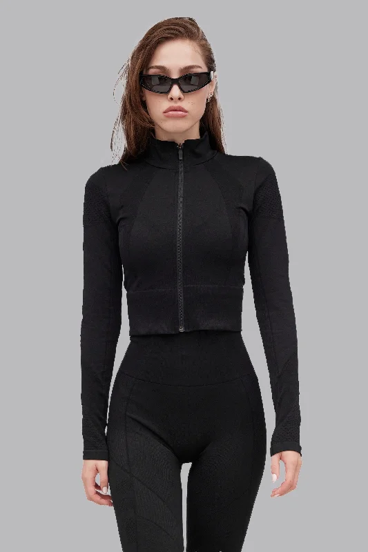 Fantastic Offers V_COMPRESS CROPPED SEAMLESS JACKET - Black