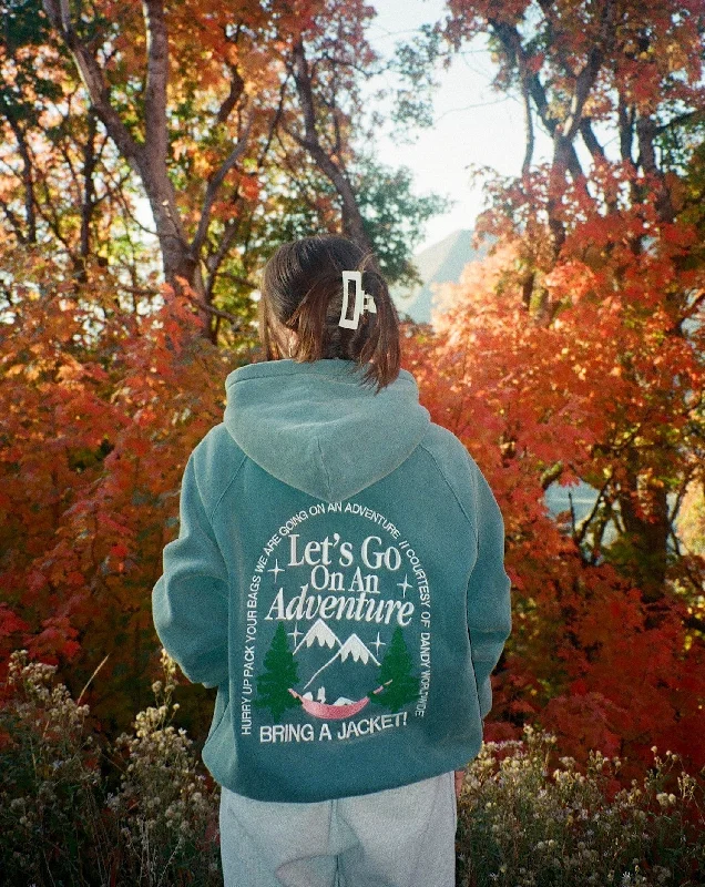 Price Meltdown "Let's Go On An Adventure" Oversized Lux Hoodie in Pine Green