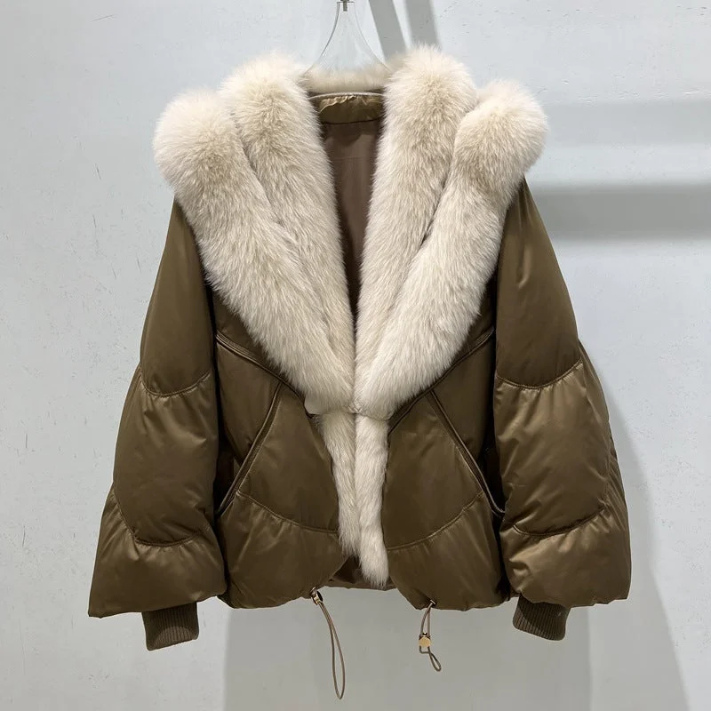 Deal Frenzy 2023 Winter New Short Fox Fur Fur Jacket Women's Goose Down Jacket