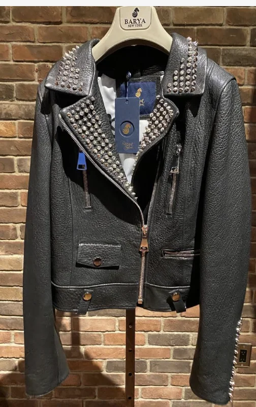 Reduced Prices Fire Hand painted and Studded Woman's Motorcycle Jacket