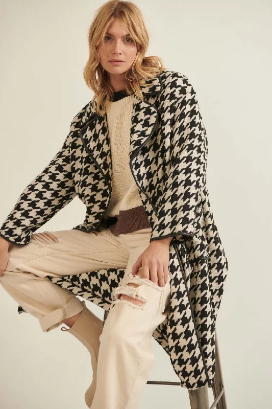 Price Slash Style Hunter Houndstooth Tweed Overcoat