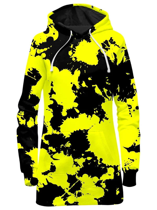 YEAR-End Sale Yellow and Black Paint Splatter Hoodie Dress