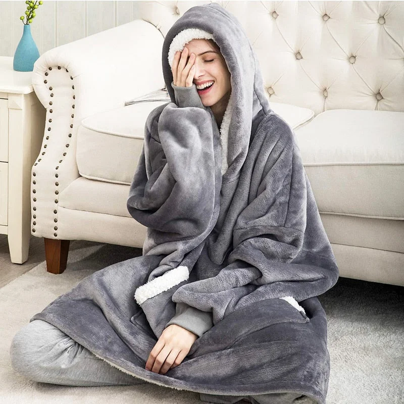 Limited Quantity Oversized Hoodies Sweatshirt Women Winter Hoodies Fleece Giant TV Blanket With Sleeves Pullover Oversize Women Hoody Sweatshirts
