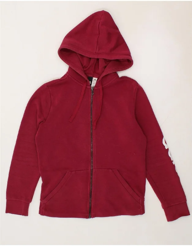 Bargain Blast ADIDAS Womens Graphic Zip Hoodie Sweater UK 12/14 Medium Red Cotton