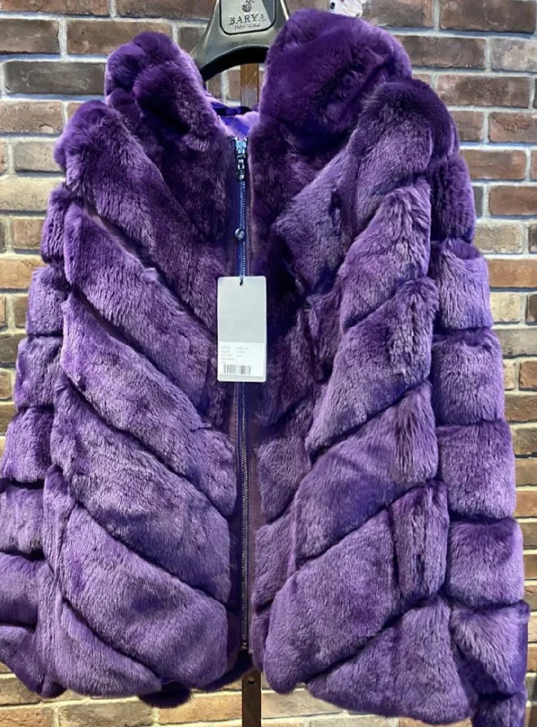 Huge Savings Sample Sale Woman's Purple Rabbit Hooded Coat
