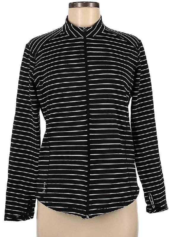 Weekend Deal Lopez Black & White Striped Full-Zip Jacket Size M MSP$80