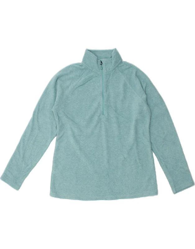 Unbeatable Prices EDDIE BAUER Womens Zip Neck Fleece Jumper UK 14 Medium Blue Polyester