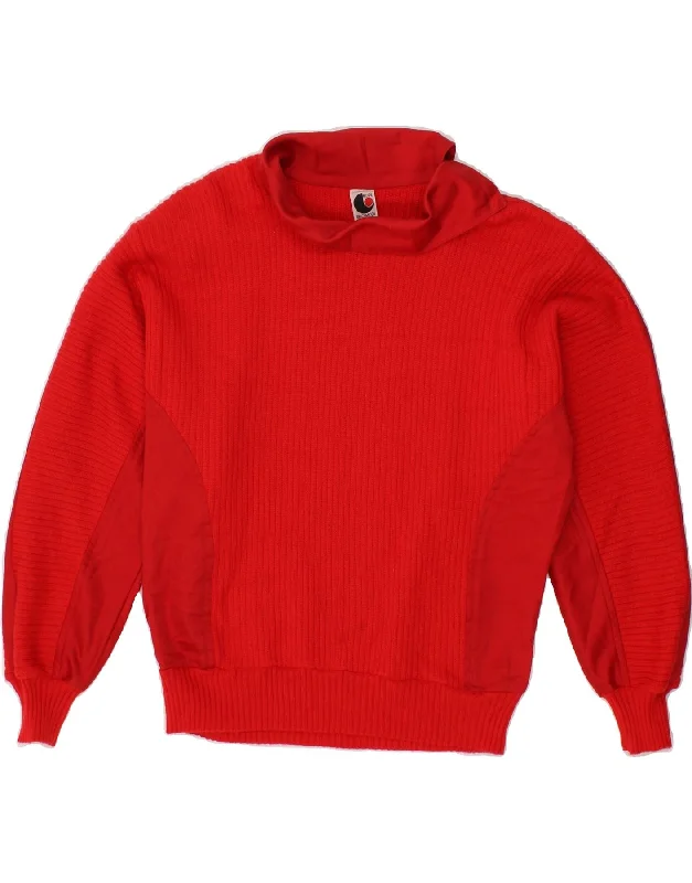 The Best Prices VINTAGE Womens Turtle Neck Jumper Sweater IT 42 Medium Red Wool