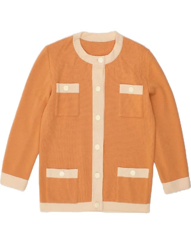 Today’s Deal VINTAGE Womens Cardigan Sweater UK 14 Medium Orange Colourblock
