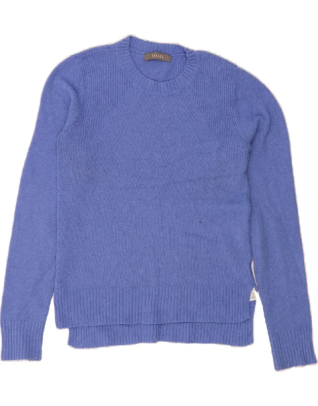 Bonus Savings OASIS Womens Crew Neck Jumper Sweater UK 10 Small Blue Polyester