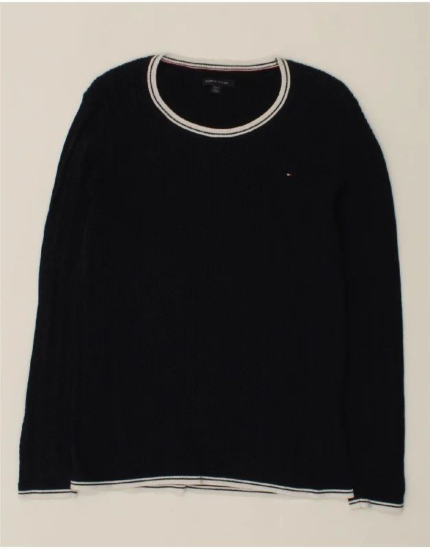 Midnight Madness TOMMY HILFIGER Womens Boat Neck Jumper Sweater UK 14 Large Navy Blue