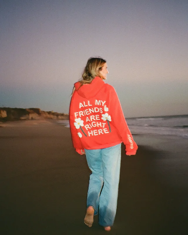 Today’s Deal "All my Friends" Oversized Lux Hoodie in Red