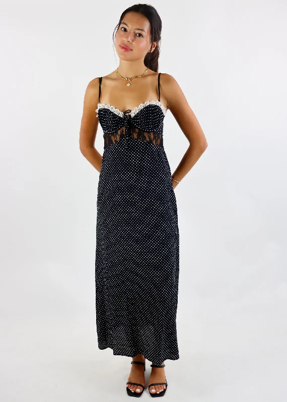 Bonus Savings Polka Dot Maxi Dress ★ Black
