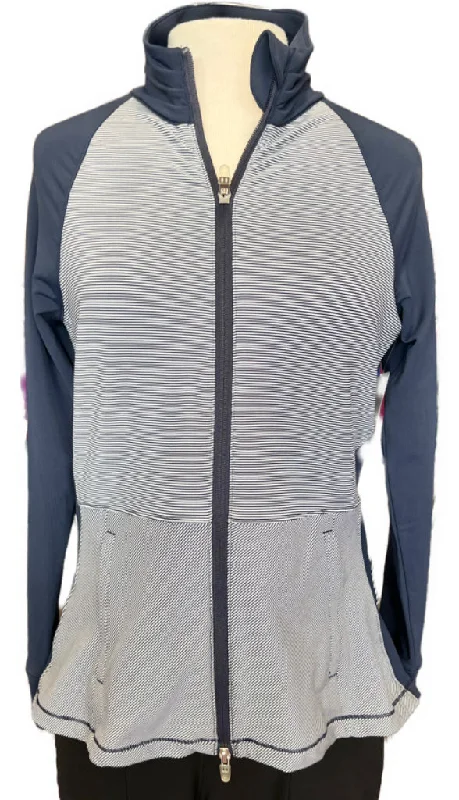 Today’s Special Peter Millar Full Zip Navy Striped Jacket w/ Peplum Size M  MSP$138
