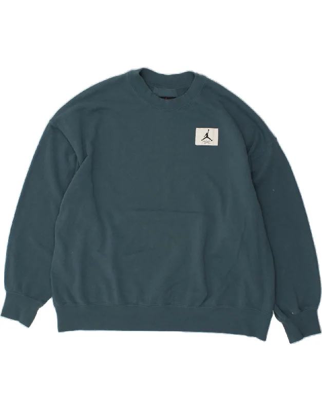 Deal of the Day JORDAN Womens Oversized Sweatshirt Jumper UK 18 XL Blue Cotton