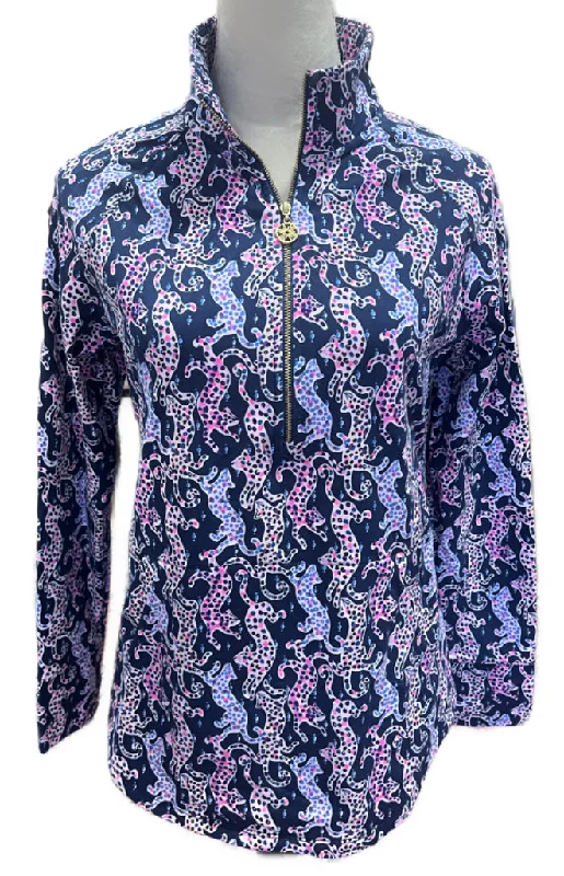 Grand Opening Sale Lilly Pilitzer Navy Multicolored Jungle Cat Print 1/4 Zip Pullover Size S MSP$108 Grand Opening Sale Lilly Pilitzer Navy Multicolored Jungle Cat Print 1/4 Zip Pullover Size S MSP$108