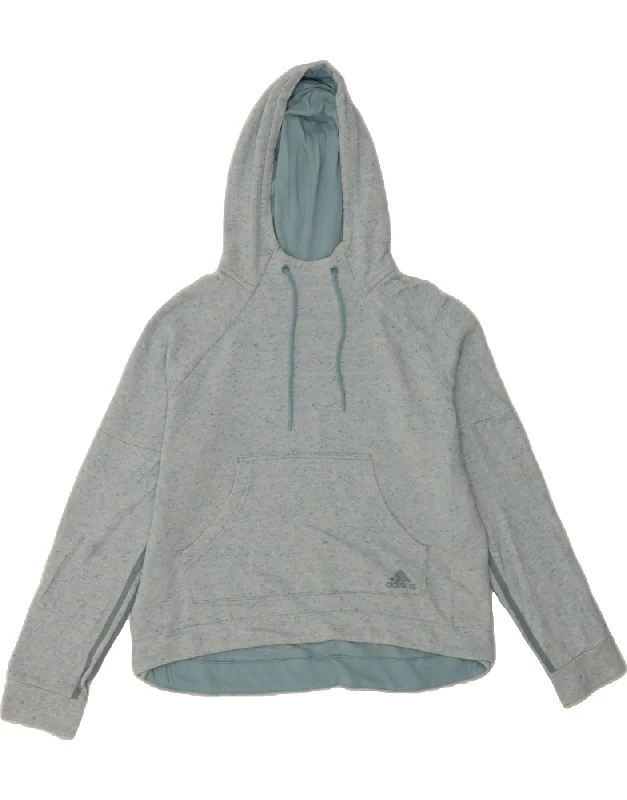 Special Discount ADIDAS Womens Hoodie Jumper UK 14 Medium Blue Flecked Cotton