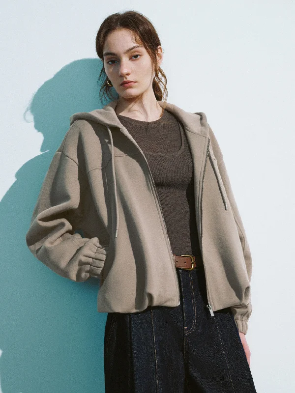 Exclusive Preview Zipper Front Hooded Loose Jacket