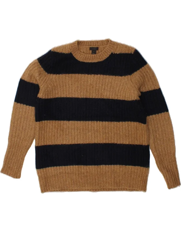 Special Promotion J. CREW Womens Crew Neck Jumper Sweater UK 10 Small Brown Striped Cashmere