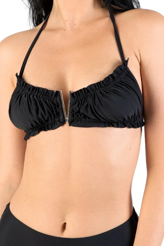 Amazing Deals Jet Black Halter Bikini Top