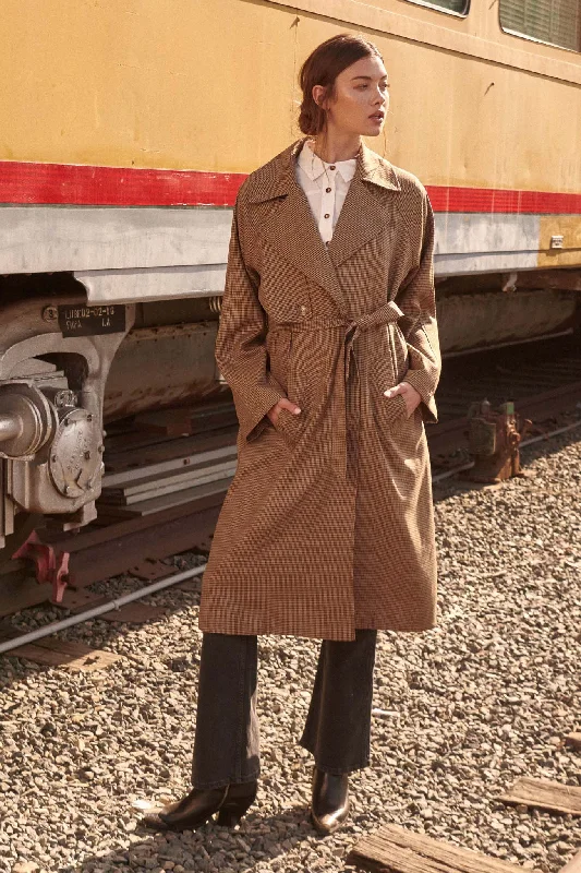 One-DAY Sale On the Case Houndstooth Belted Trench Coat