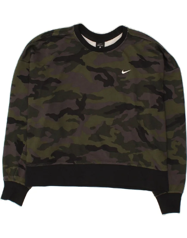 Special Savings NIKE Womens Oversized Sweatshirt Jumper UK 18 XL Khaki Camouflage Cotton