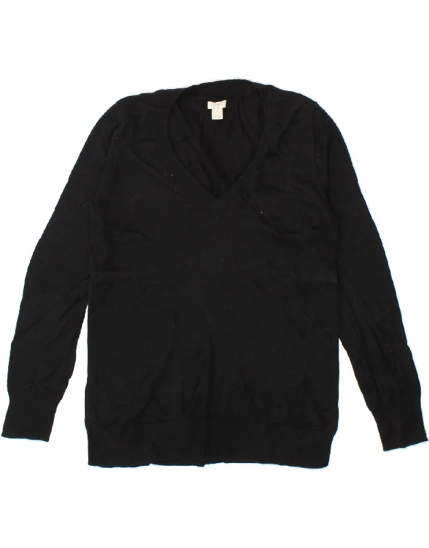 Buy Now J. CREW Womens V-Neck Jumper Sweater UK 10 Small Black Cotton