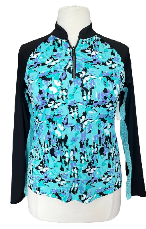 Daily Deals Greg Norman Green & Black Butterfly Pattern Golf Pullover Size L MSp$80