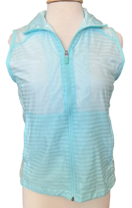 Quick Sale Women's New Nike Golf Aqua Blue Striped Wind Vest Size M MSP$85
