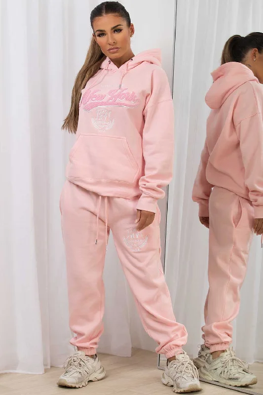 Unbeatable Prices Loungewear Set With New York Embroidery Pink