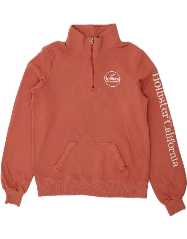 Anniversary Sale HOLLISTER Womens Graphic Zip Neck Sweatshirt Jumper UK 10 Small Maroon Anniversary Sale HOLLISTER Womens Graphic Zip Neck Sweatshirt Jumper UK 10 Small Maroon